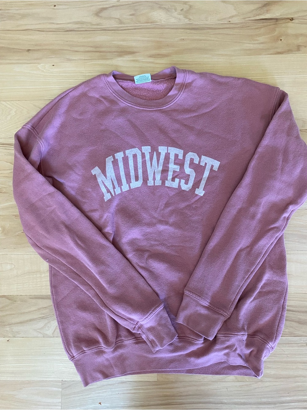 Oat Collective Midwest Crewneck Sweatshirt Small Pink Mauve Cotton Blend